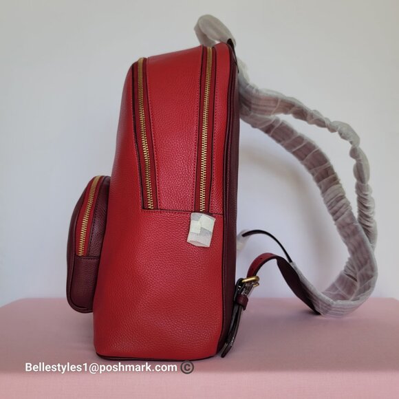 COACH Colorblocked Polished Pebble Leather Carrie Backpack -Red Apple Multi⭐ main image 12